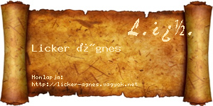 Licker Ágnes névjegykártya